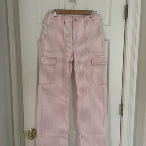 Zara Pink Striped Cargo Pants